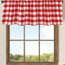 taicans Buffalo Check Plaid Window Valances Curtains Red and White,Blackout Curtain for Kitchen 55" x 15"