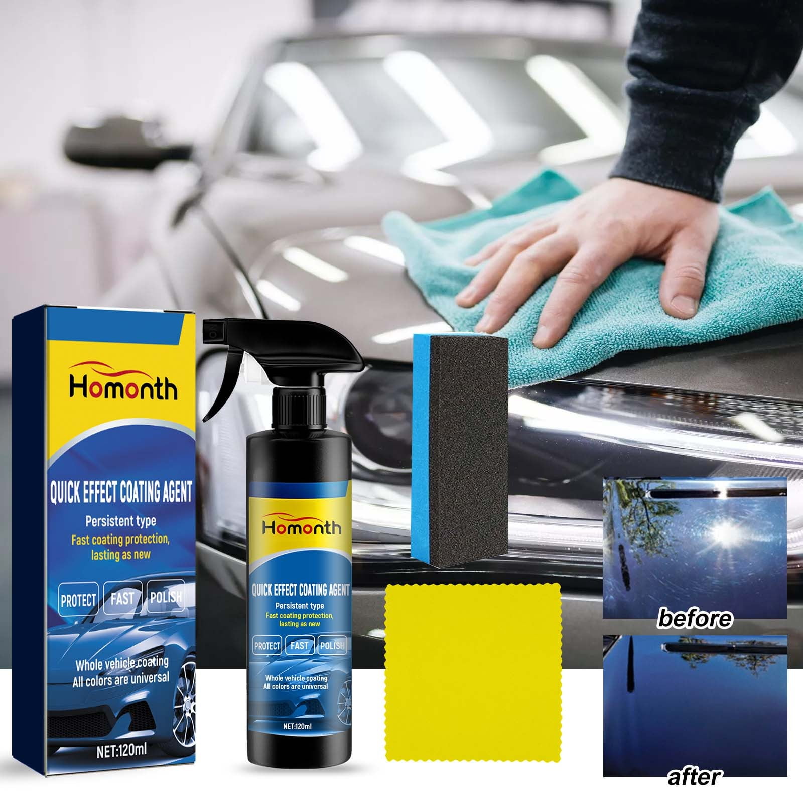 taicans Car Coating Spray 3 In 1 Ceramic Coating Waterless Car Wash & Wax Easy To Apply Safe for Cars,Trucks,Motorcycles More