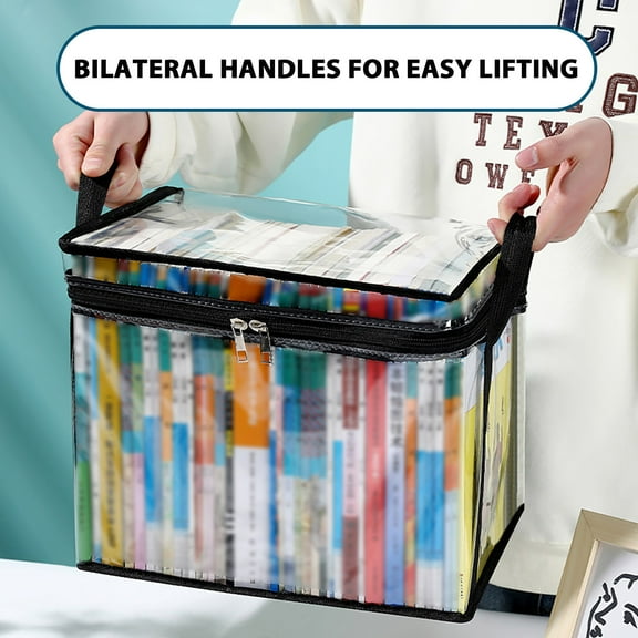 Taicans Clear Book Storage Bag,Magazine Protectors,Book Protectors,Dustproof and Waterproof,Transparent Design,Book Storage Bag with Zipper,Plastic Storage Containers Moving bags for Book(F)