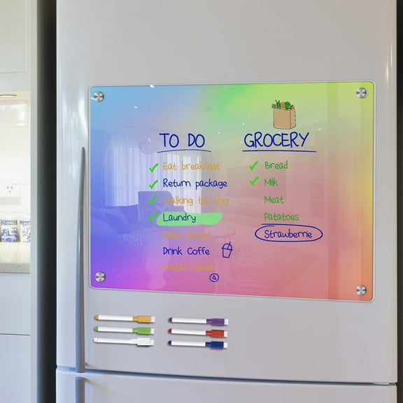Taicans Colored Magnetic Acrylic Calendar for Fridge,12"x16" Clear Fridge Calendar Dry Erase Magnetic Planning Boards Set Includes 6 Colorful Highlight Markers A