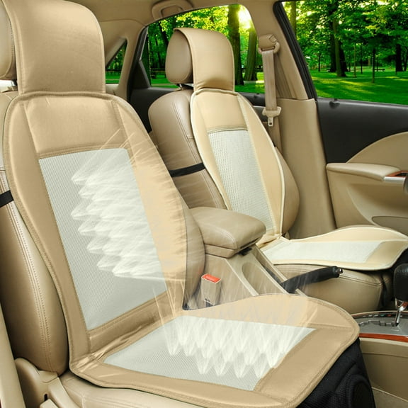 Taicans Cooling Car Seat Cushion,Cooling Car Seat Cover,12V Automotive Adjustable Temperature Comfortable Cooling Car Seat Cushion,Anti Slip Car Seat Cushion,Universal Fit(Beige)