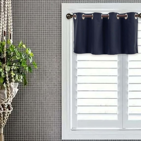 taicans Curtain Blackout Thermal Unlined Valance,Valance Curtain for Kitchen,Bathroom,Bedroom Short Window Rod Pocket Home Decor 29 Inch X 14 Inch Navy