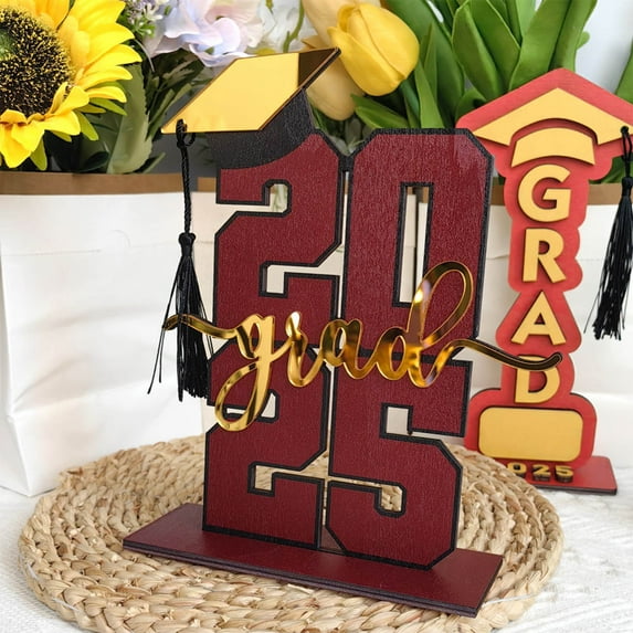 Taicans Graduation Gifts,Class of 2025 Graduation Party Decorations Wooden 2025 Graduation Congrats Grad Centerpieces,2025 Graduation Party Decorations-F