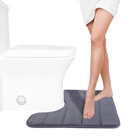 taicans Memory Foam Toilet Bath Mat U-Shaped,Soft and Comfortable,Super Water Absorption,Non-Slip,Thick,Machine Wash and Easier to Dry for Bathroom Commode Contour Rug,15.7X19.7Inches
