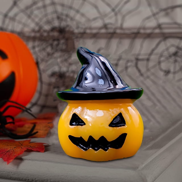 Mini Figurines Halloween 3 Pièces - Citrouille Et Fantôme Avec Instruments De Musique - Résine Colorée - Décoration Table Et Faveur De Fête