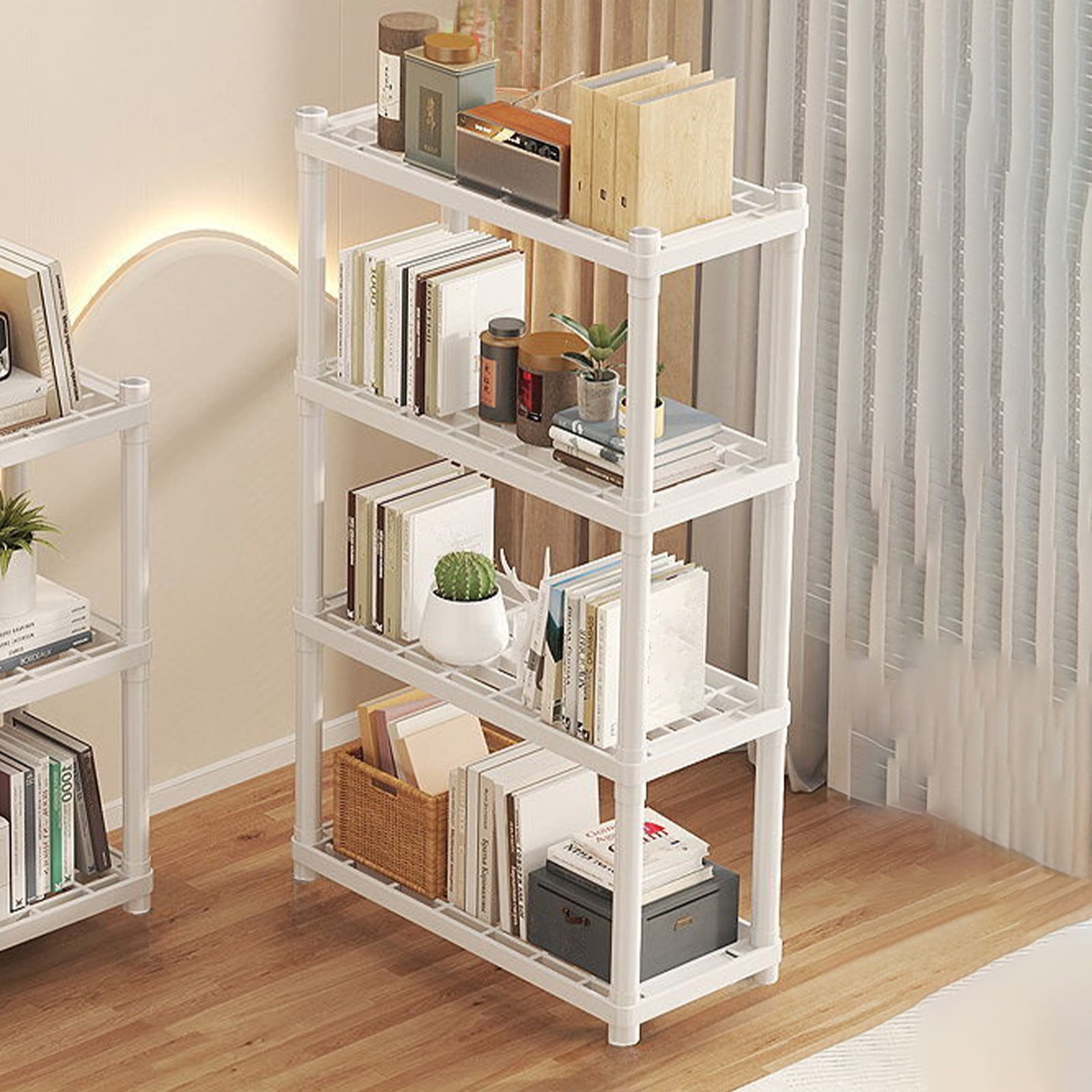 taicans Plastic 4-Tier Shelf,Plastic Storage Shelves Garage Shelf Heavy Duty Shelving Unit for Home or office