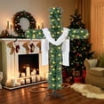 thumbnail image 1 of Taicans Pre-Lit Artificial Pine Christmas Cross Foldable Christmas Tree with LED Light,5ft, 1 of 7