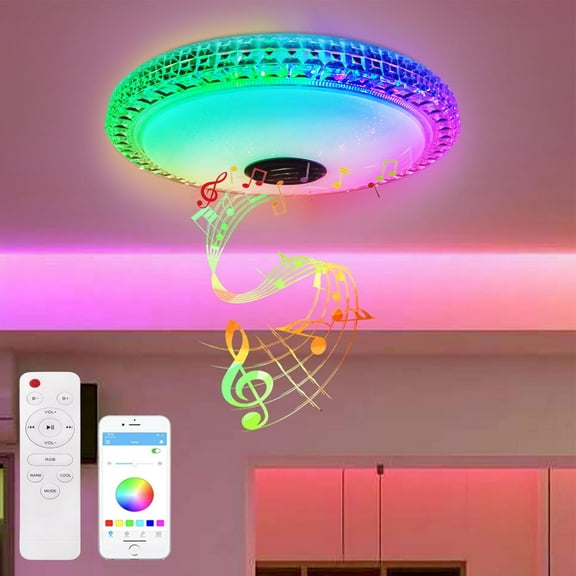 Taicans Smart LED Ceiling Light Fixture,LED Music Ceiling Light with Bluetooth Speaker,Dimmable LED Ceiling Light,App & Remote Control 220 V Ceiling Light Colour Changing 2800-6500 K for kids Room