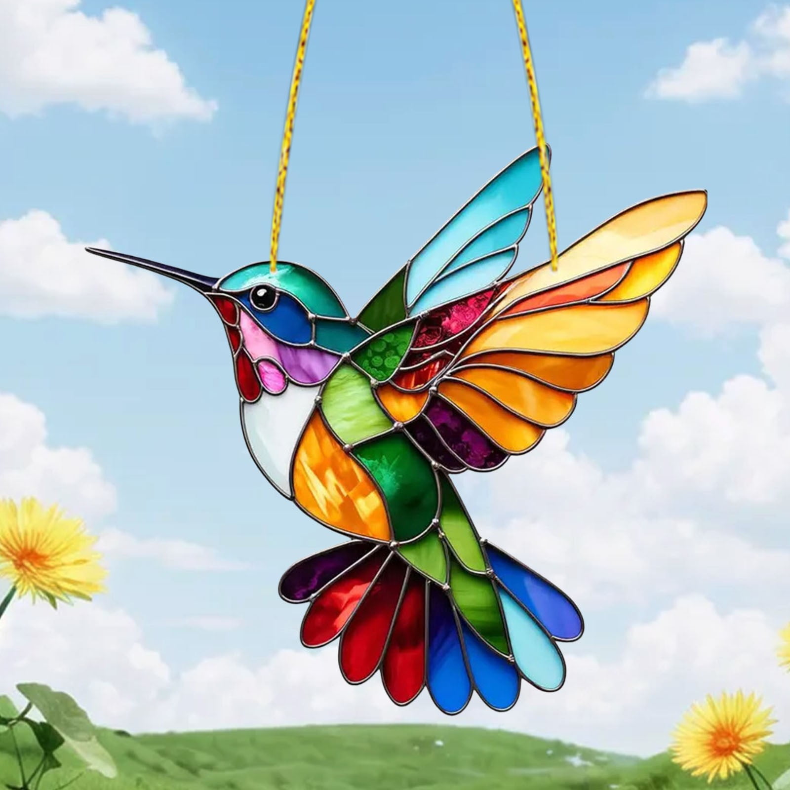 Aazon.co: Forest Butterfly Fairy Stained Window Hanging Ornaent, Heart Shaped Oon Garden - View #7