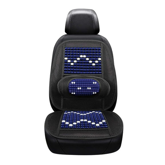 taicans Wood Beaded Comfort Seat Cushion,Comfort Massaging Car Seat Cushion,Cooling Ventilated Mesh Lumbar Back Brace Massage Support Cushion for Car Seat Chair(Blue)