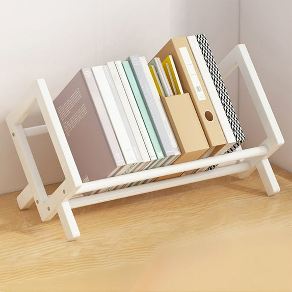taicans Wood Tilting Bookcase,Bamboo Desktop Bookshelf,Retro Desk Bookshelf Organizer,Tabletop Bookshelf,Desktop Book Shelf Organizer Bookshelves Storage Rack for Living Room/Home/office-White