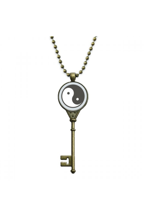 taichi china pattern art deco fashion key necklace pendant tray embellished chain