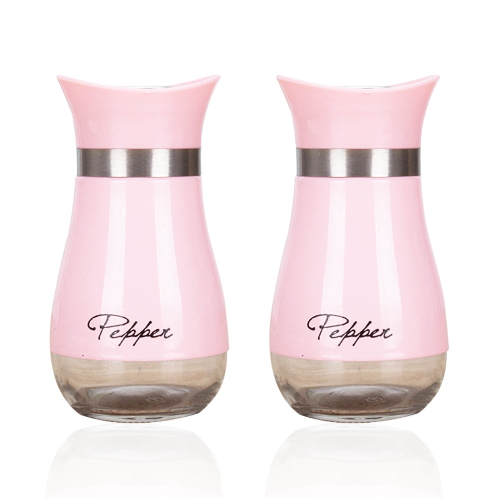 tainless Steel Salt and Pepper Shakers Set with Holder, Refillable