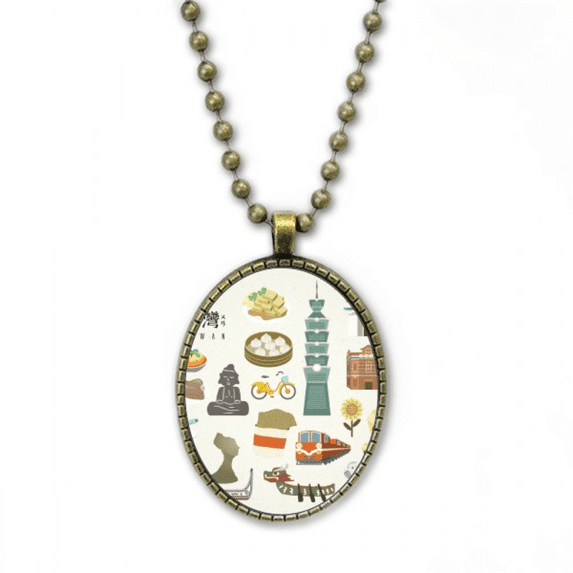 taiwan features travel attractions necklace vintage chain bead pendant jewelry collection