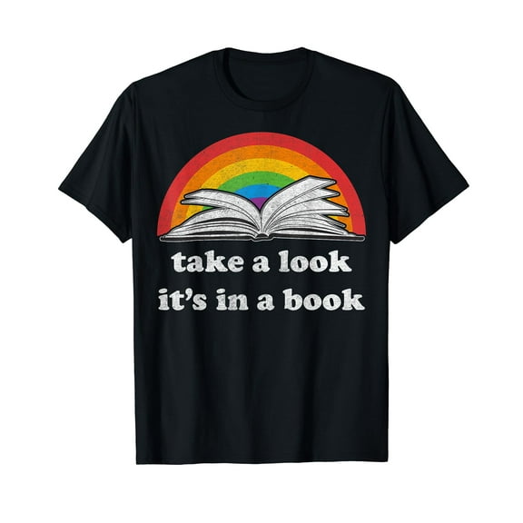 take a look it's in a book reading vintage retro rainbow T-Shirt