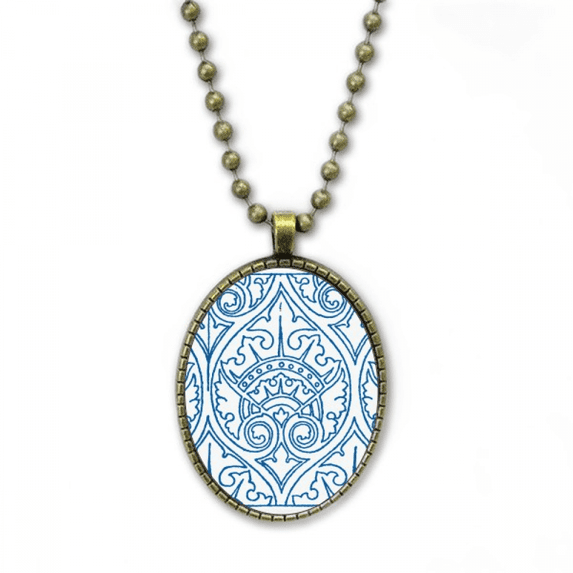 talavera decorative ilustration pattern necklace vintage chain bead pendant jewelry collection