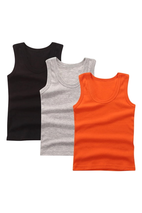 3 Pack Toddler Tank Top Cotton Kids Undershirts Soft Comfortable Sleeveless Undershirt for Boys