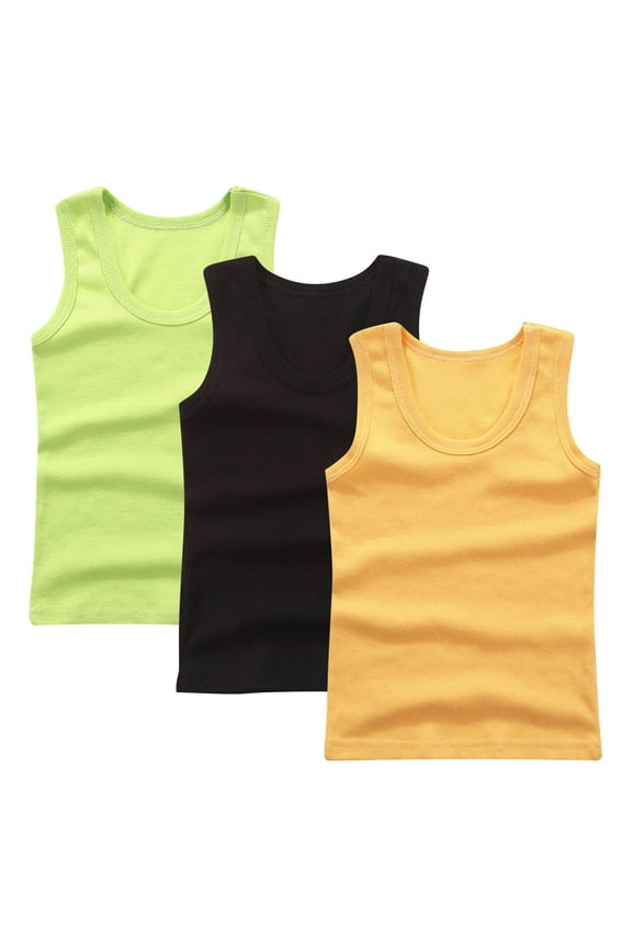 3 Pack Toddler Tank Top Cotton Kids Undershirts Soft Comfortable Sleeveless Undershirt for Boys