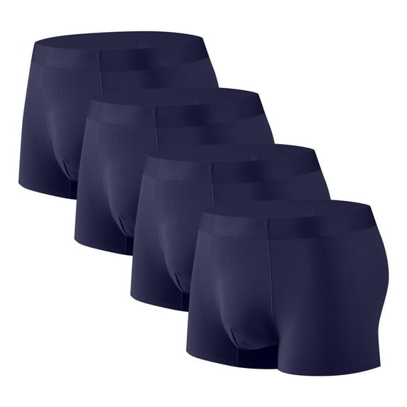Dlentnea 4 Pack Boxer Briefs for Mens Elastic Mid Rise Waisted Solid Color Full Coverage Seamless Underpants