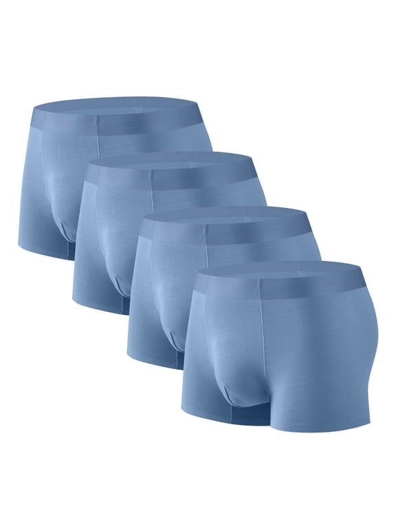 4 Pack Boxer Briefs for Mens Elastic Mid Rise Waisted Solid Color Full Coverage Seamless Underpants