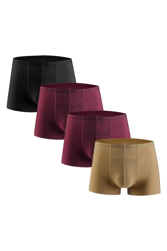 4 Pack Seamless Boxer Briefs for Mens Solid Color Comfort Panties Breathable Workout Underwear
