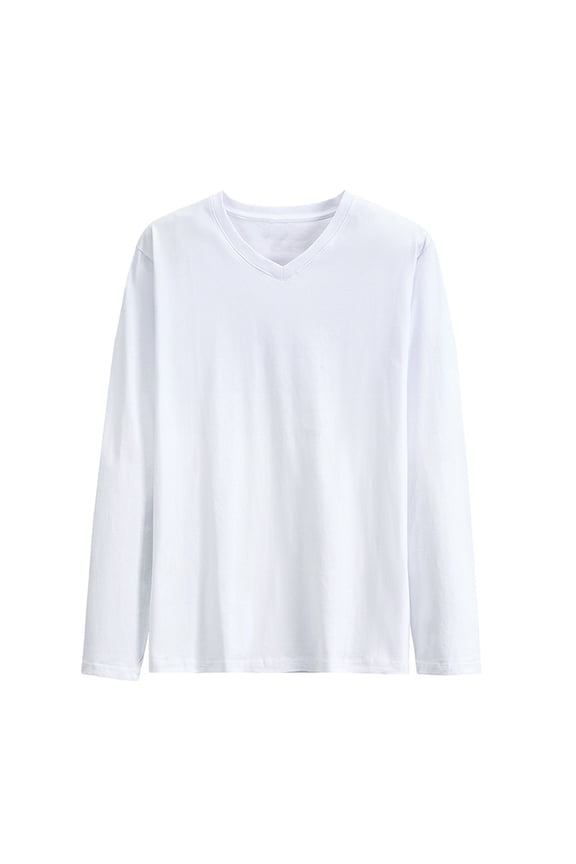 Big and Tall Shirts for Men's Cotton Long Sleeve V Neck Tops Casual Loose Soft Breathable Tee Shirt