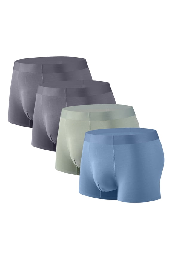 Boxer Briefs for Mens 4 Pack Everyday Panties Solid Color Seamless Workout Breathable Underpants