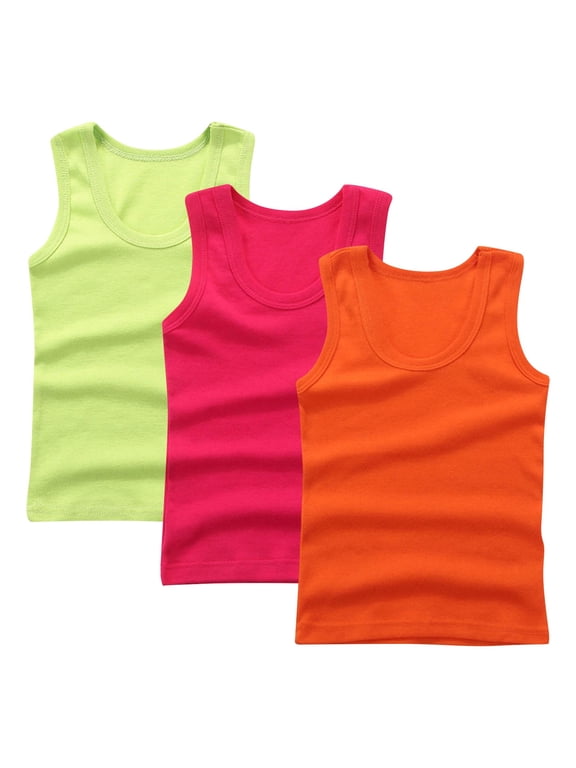 Boys 3 Pack Tank Top Cotton Soft Sleeveless Shirts for Kids Undershirt Solid Color Comfortable Shirt