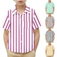 thumbnail image 1 of talentlend Boys Striped Shirts Button down Dress Shorts Sleeve Wedding Summer Shirt Clothes with Pocket, 1 of 7