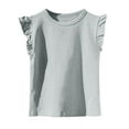 thumbnail image 1 of talentlend Girls Blouse Cotton Short Ruffle T Shirts Crew Neck Girl Solid Color Comfortable Casual Tee Tops, 1 of 3