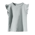 thumbnail image 1 of Dlentnea Girls Blouse Cotton Short Ruffle T Shirts Crew Neck Girl Solid Color Comfortable Casual Tee Tops, 1 of 3