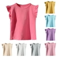 thumbnail image 1 of Dlentnea Girls Blouse Cotton Short Ruffle T Shirts Crew Neck Girl Solid Color Comfortable Casual Tee Tops, 1 of 4