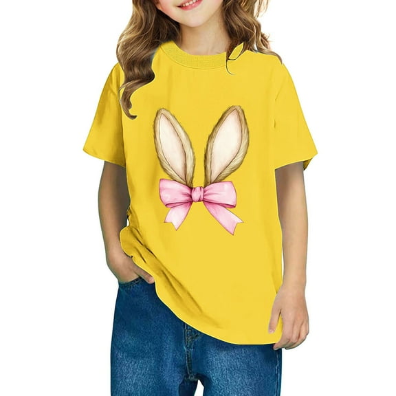 talentlend Girls Cotton Shirt Crew Neck Short Sleeve Summer Graphic Tee Loose Casual Basic Vacation Tops