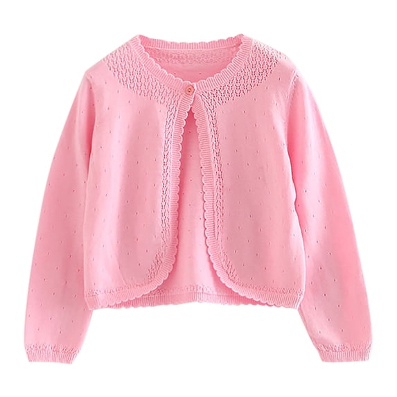 talentlend Girls' Long Sleeve Cardigan Kids Button Closure Knitted Cropped Elegant Sweaters Cardigans Tops