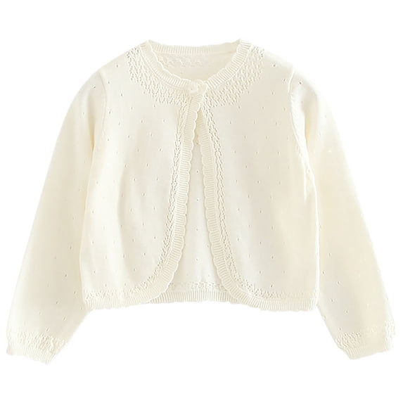 talentlend Girls' Long Sleeve Cardigan Kids Button Closure Knitted Cropped Elegant Sweaters Cardigans Tops