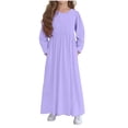 thumbnail image 1 of talentlend Girls Maxi Dress Long Sleeve Casual Crewneck Solid Color Party Spring Flowy Dresses with Pockets, 1 of 6