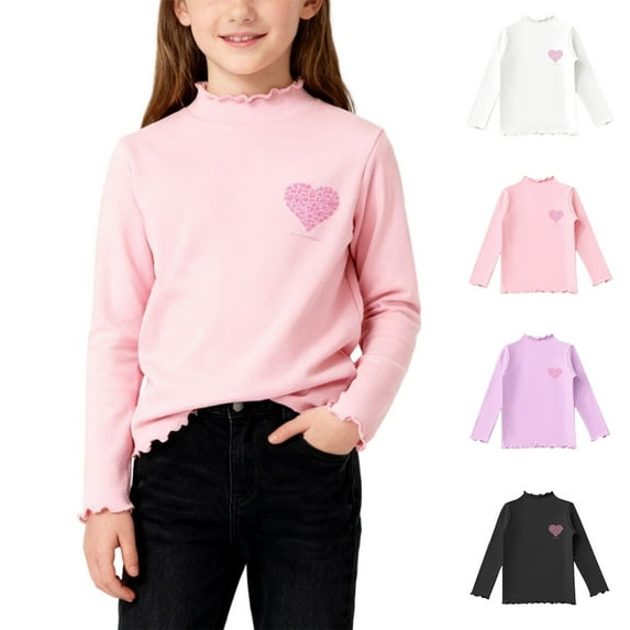 Dlentnea Girls Mock Neck Long Sleeve Slim Shirt Tops Lightweight Knit Soft Casual Trendy Base Layer Tee