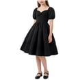 thumbnail image 1 of Dlentnea Girls Summer Dress Casual Formal Short Sleeve Sundress A Line Flowy Fashion Solid Color Party Dresses, 1 of 7