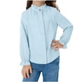 thumbnail image 1 of Dlentnea Girls Tops Elegant Ruffle Long Sleeve Blouses Kids Button down Uniform Schools Dress Shirt Tops, 1 of 6