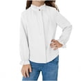 thumbnail image 1 of Dlentnea Girls Tops Elegant Ruffle Long Sleeve Blouses Kids Button down Uniform Schools Dress Shirt Tops, 1 of 6