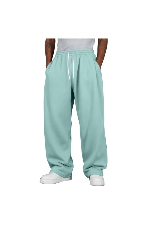 Men Sweatpants Open Bottom Joggers Loose Workout Casual Running Wide Leg Pants with Pocket