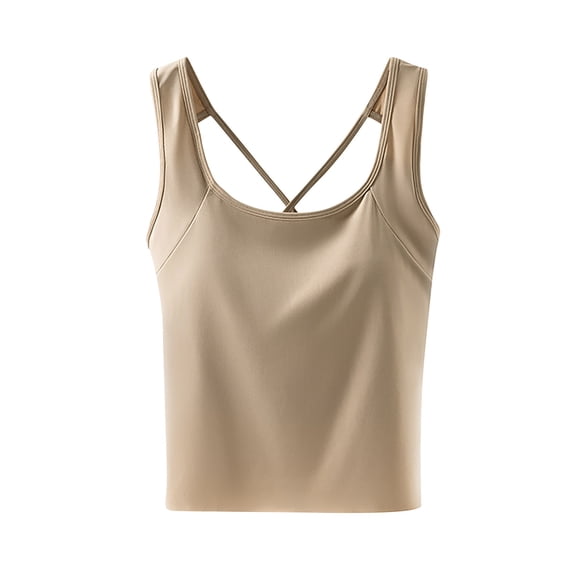 Dlentnea Tank Top for Womens Cropped with Bra Plus Size Sleeveless Crop Racerback Workout Tops Summer Clothes