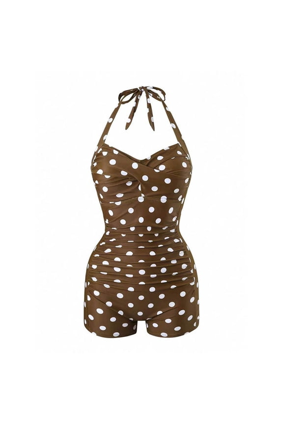 Women's One-Piece Bathing Suit Polka Dots Swimsuits Full Coverage Swimwear Summer Beach Outfits