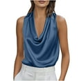 thumbnail image 1 of talentlend Women's Satin Silk Tank Top Cowl Neck Sleeveless Elegant Party Vest Shirts Spring Vacation Outfits, 1 of 7