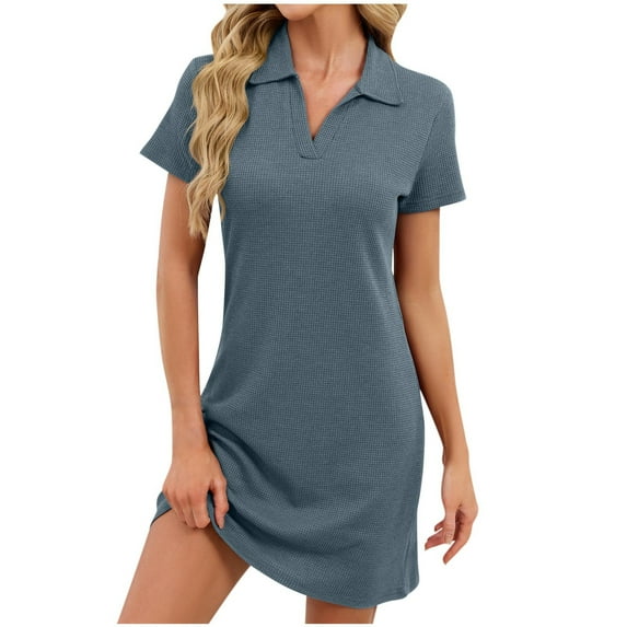 talentlend Women's Tennis Dress Sports Short Sleeve Casual Work V Neck Summer Workout Activewear Dresses