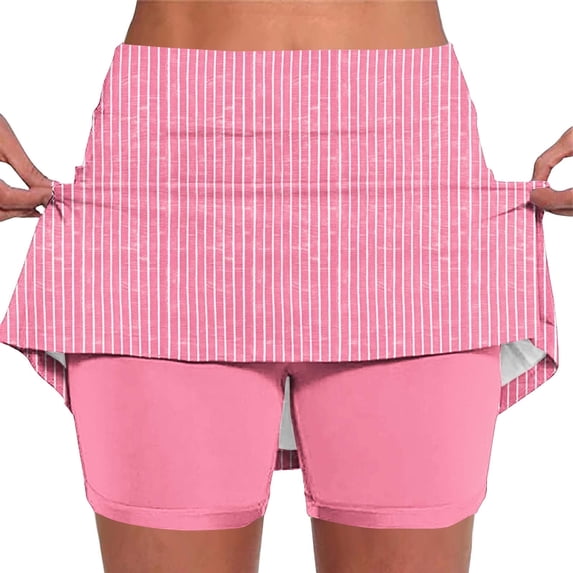 Dlentnea Women's Tennis Skirts with Shorts Summer Workout High Waisted Sports Running Casual Skort Clothes