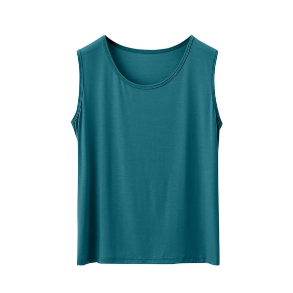 Dlentnea Womens Tank Tops Summer Casual Soft Crew Neck Sleeveless Top Loose Comfortable Loungewear Shirts M-4XL