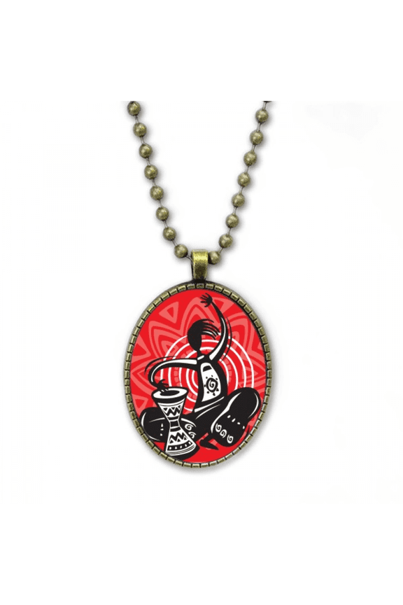 tambourine outline celebrate mexico mexican necklace vintage chain bead pendant jewelry collection