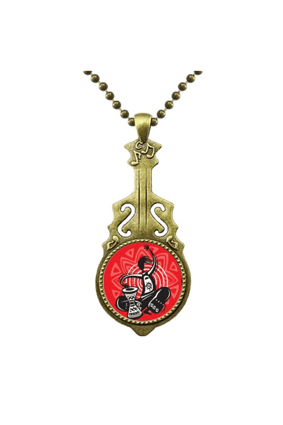 tambourine outline celebrate mexico mexican necklantique guitar jewelry music pendant