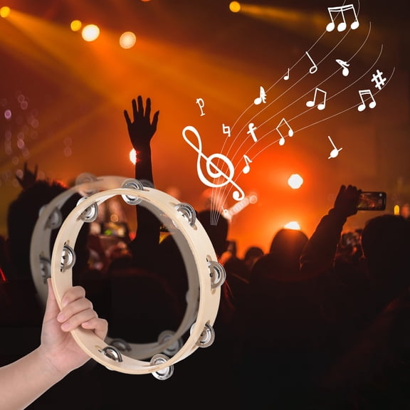 tambourines for adults WOODEN NATURAL COLOR METAL BELL SOUND PERCUSSION INSTRUMENTS 8 INCH TAMBORINE FOR ADULTS HOME SCHOOL PARTY SUPPLIES